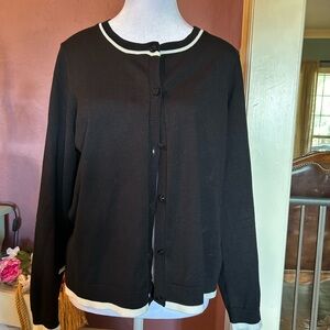 Adrianna Papell Black cardigan  Sweater with Cream Trim